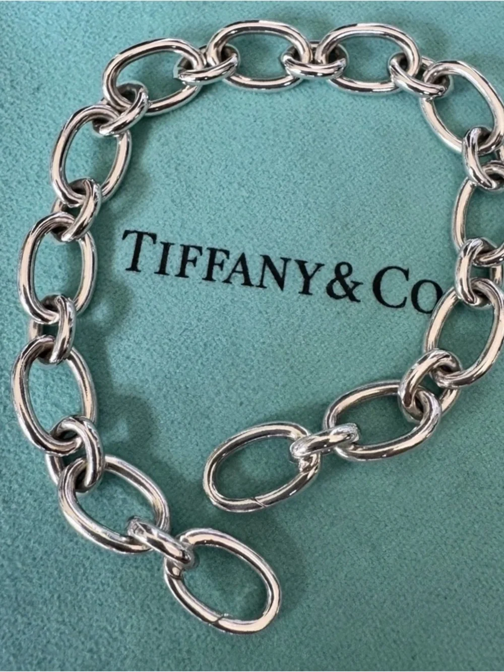 Tiffany & Co Italy 925 Sterling Oval Link 7.5” Clasp Ends - Picture 8 of 12